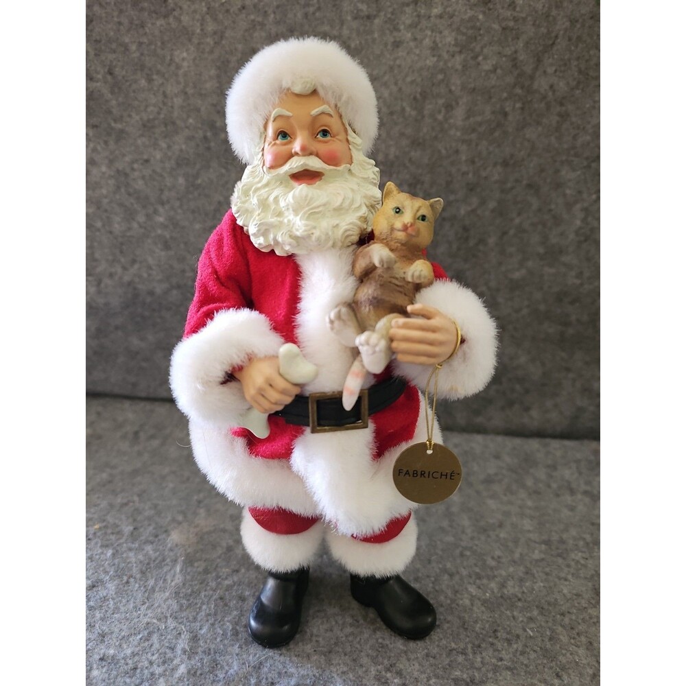 Fabriche Kurt S Adler Santa with Cat And Dog Bone Figurine. EUC